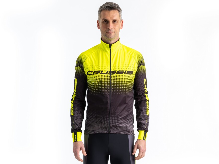 CRUSSIS No-Wind Radjacke, schwarz/gelb