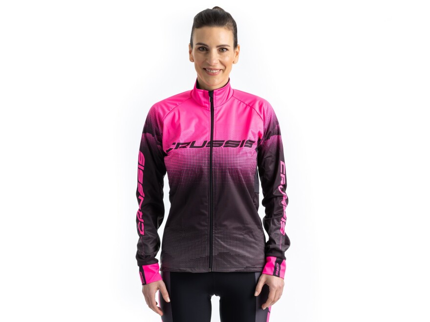 CRUSSIS No-Wind Damen-Radjacke, schwarz/rosa