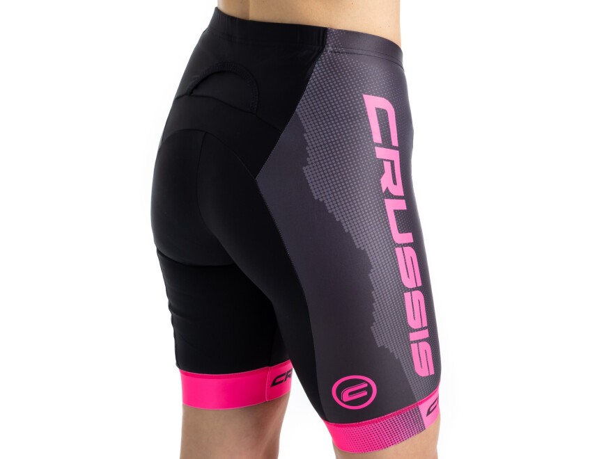Elastische Damen-Shorts CRUSSIS, schwarz/rosa