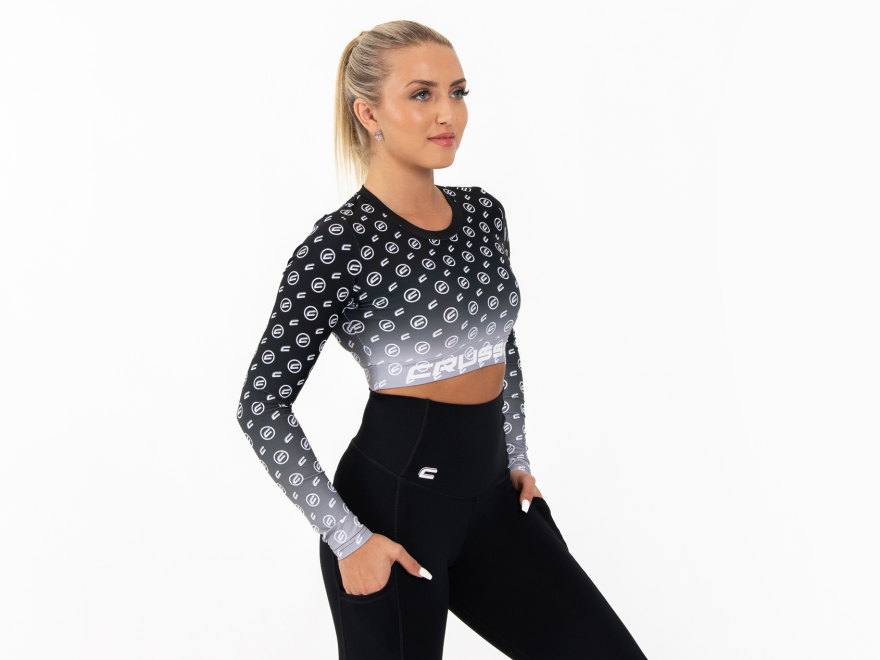 Dmsk Crop Top dlouh rukv BLACK OMBRE