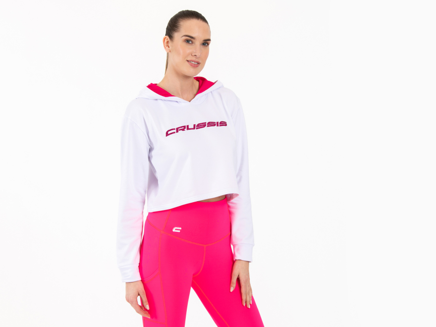 Kurzes Damen-Sweatshirt WHITE PINK