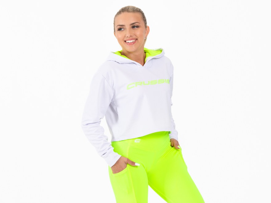 Kurzes Damen-Sweatshirt WHITE YELLOW