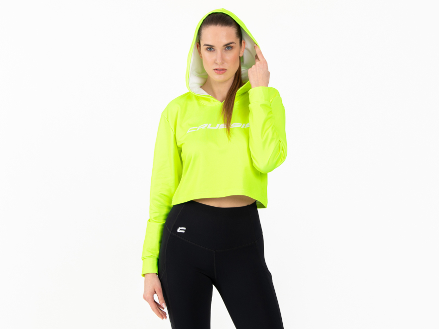 Kurzes Damen-Sweatshirt NEON YELLOW