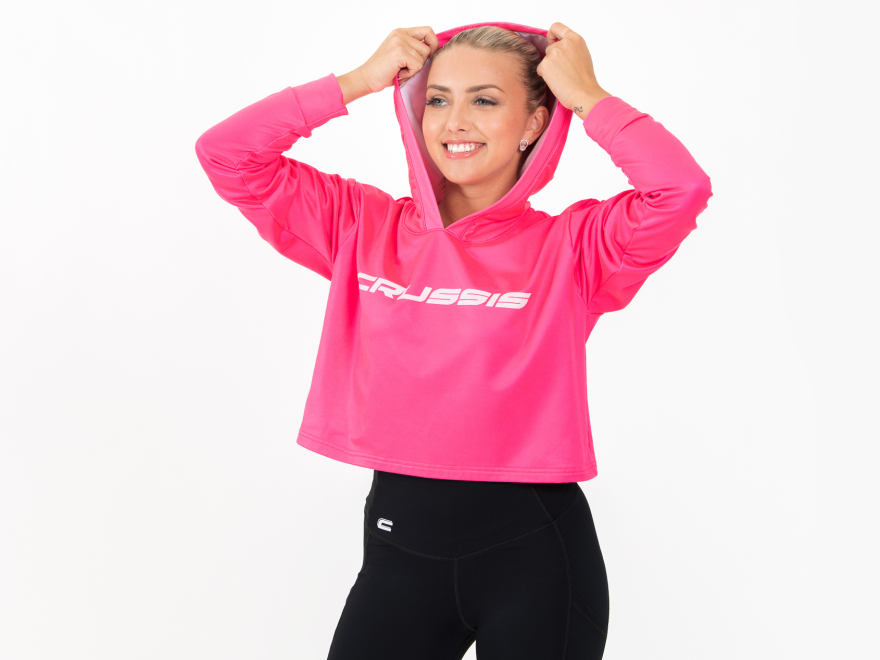 Kurzes Damen-Sweatshirt NEON PINK