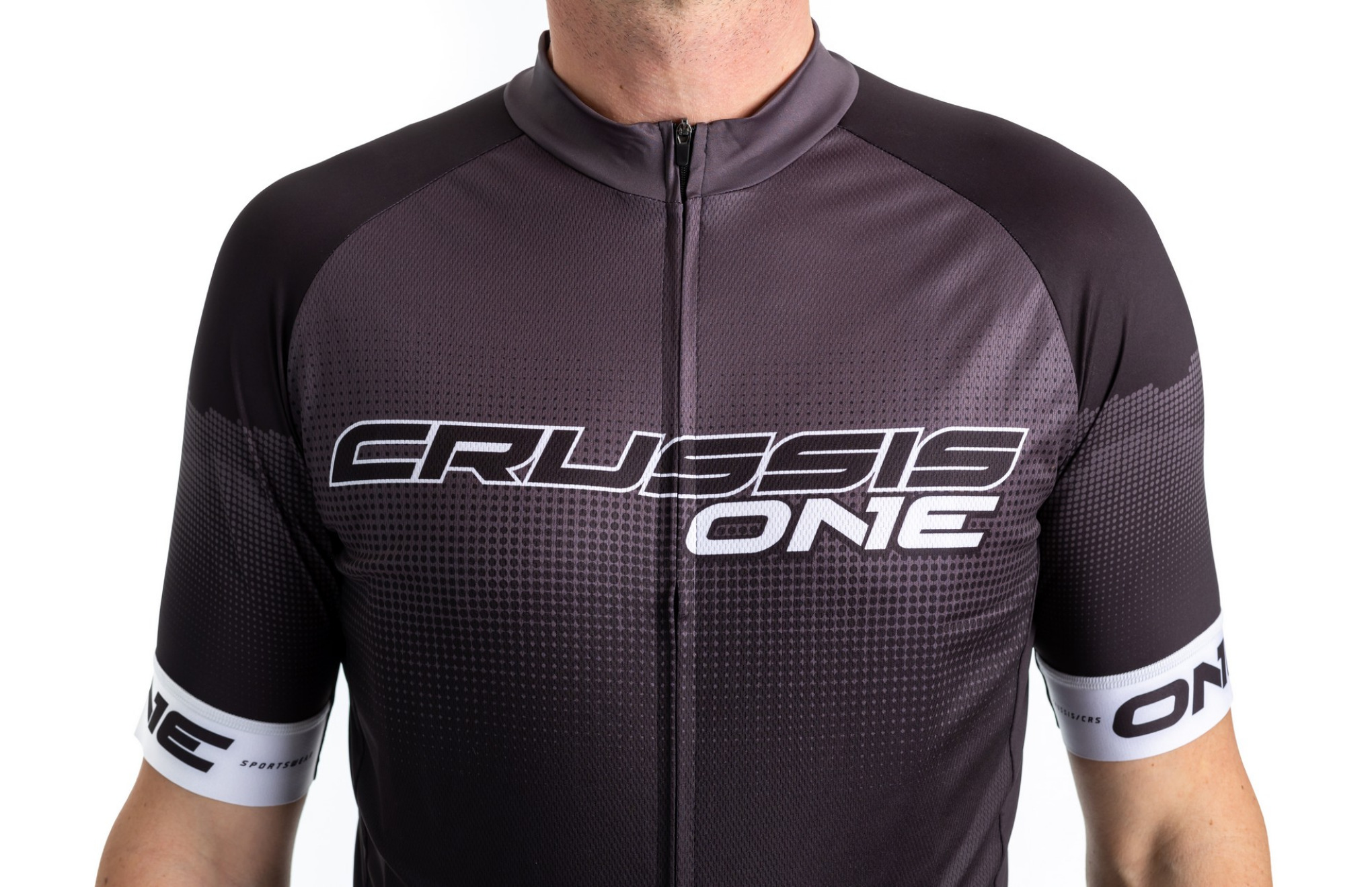 Cyklistick dres CRUSSIS - ONE, krtk rukv, ern/bl