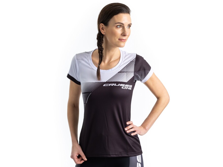 Damen Sportshirt CRUSSIS - ONE, kurzarm, schwarz/wei