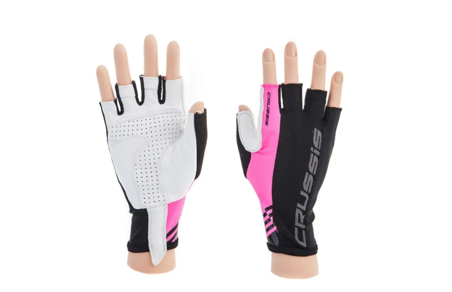 CRUSSIS Fahrradhandschuhe schwarz/rosa fluo